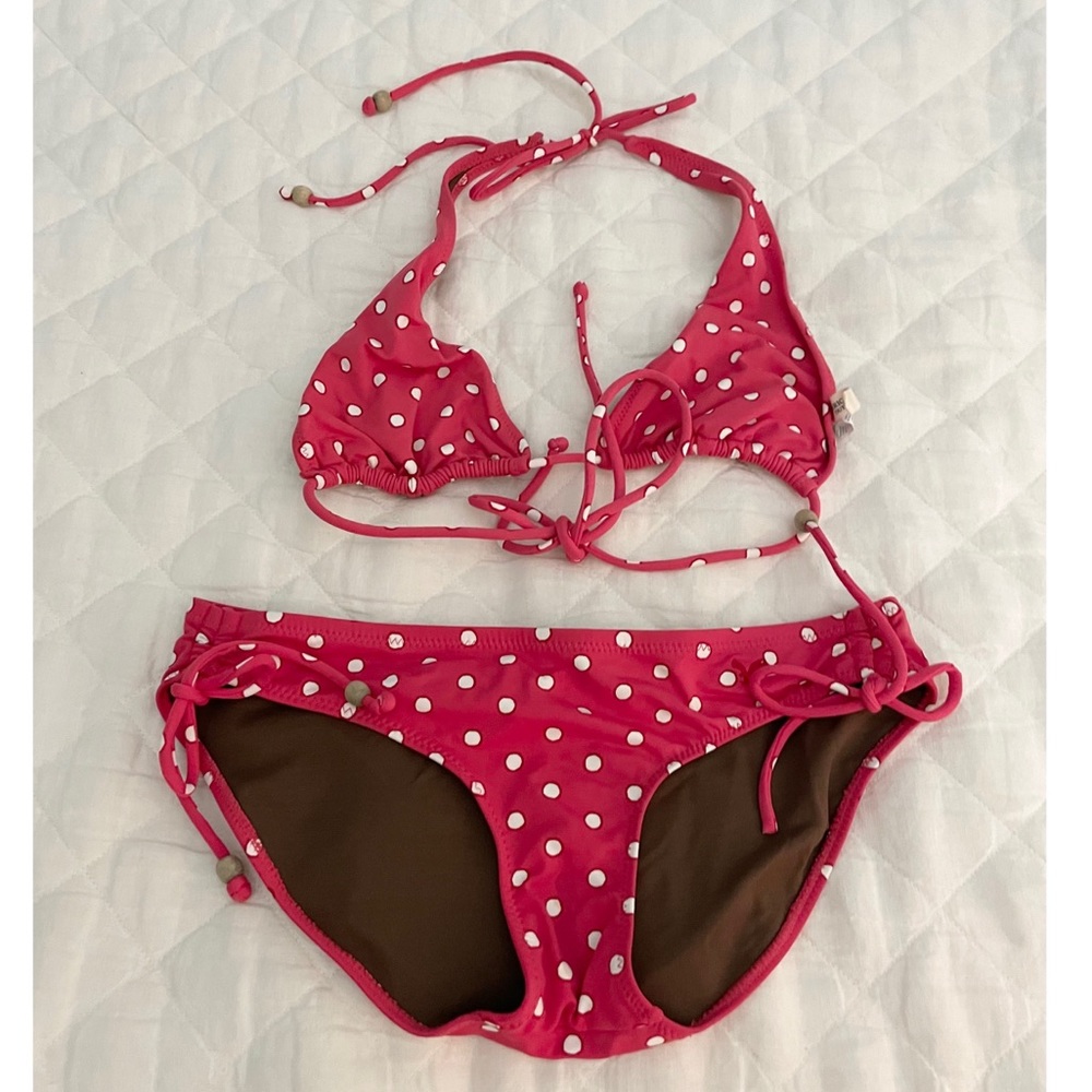 American Eagle Coral Polka Dot Bikini